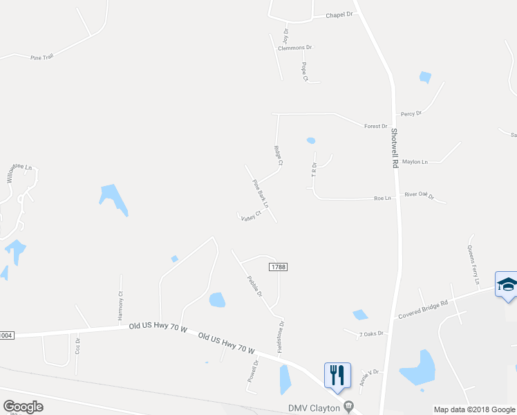 map of restaurants, bars, coffee shops, grocery stores, and more near 2026 Pine Bark Lane in Clayton
