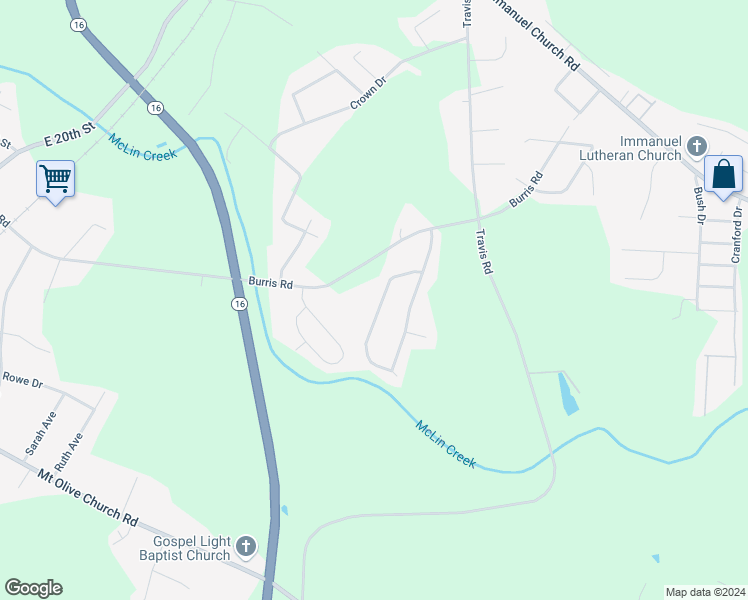 map of restaurants, bars, coffee shops, grocery stores, and more near 1444 Farmington Hills Drive in Conover