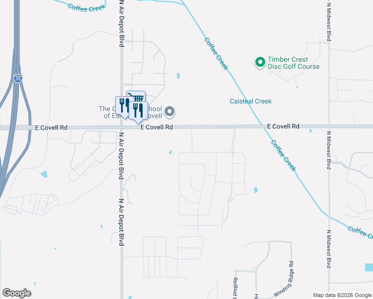 map of restaurants, bars, coffee shops, grocery stores, and more near 6201 Oxnard Street in Edmond
