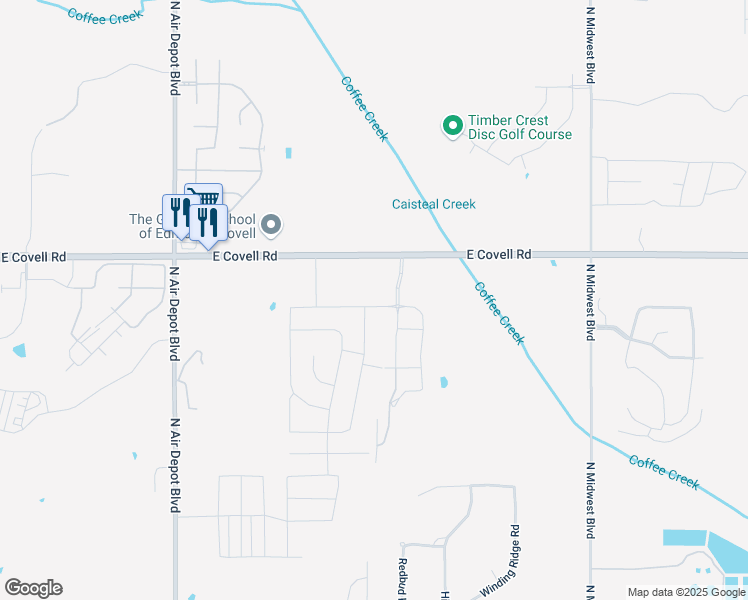 map of restaurants, bars, coffee shops, grocery stores, and more near 6333 Oxnard Street in Edmond