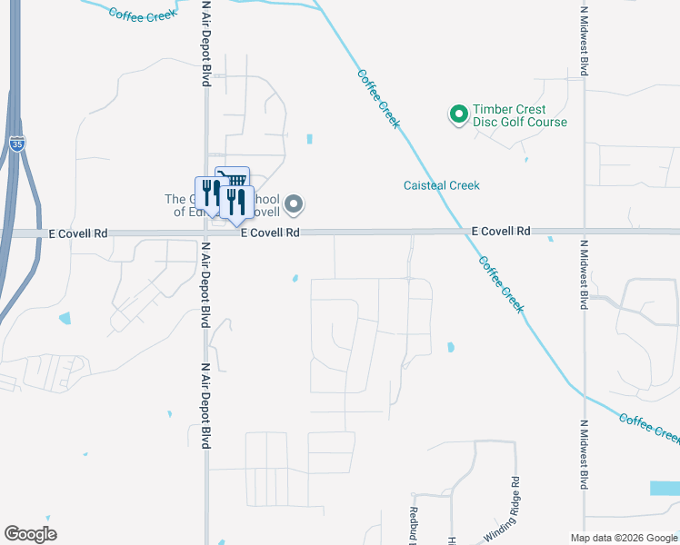 map of restaurants, bars, coffee shops, grocery stores, and more near 6195 Oxnard Street in Edmond