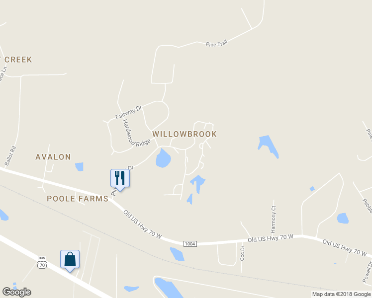 map of restaurants, bars, coffee shops, grocery stores, and more near 3509 Willowtree Lane in Clayton