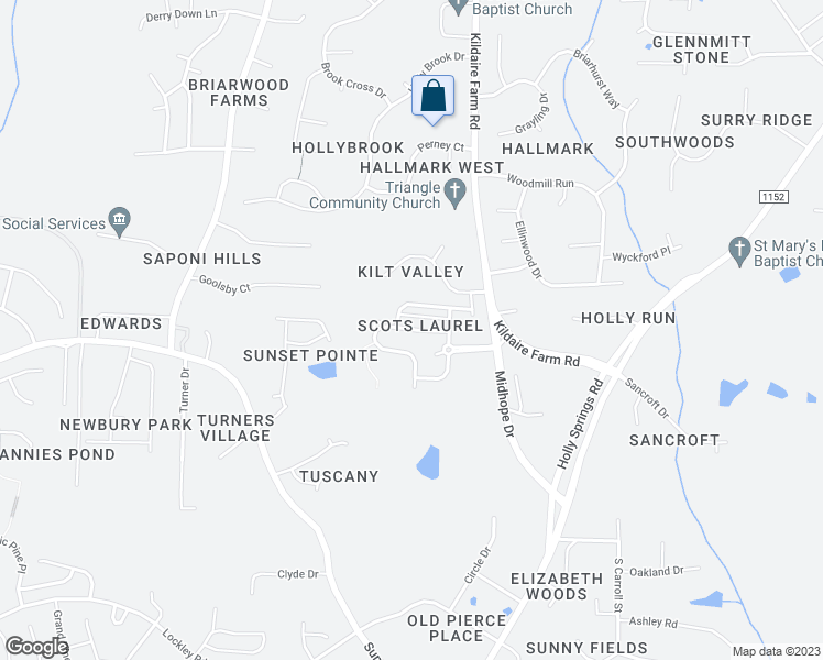map of restaurants, bars, coffee shops, grocery stores, and more near 237 Bally Shannon Way in Apex