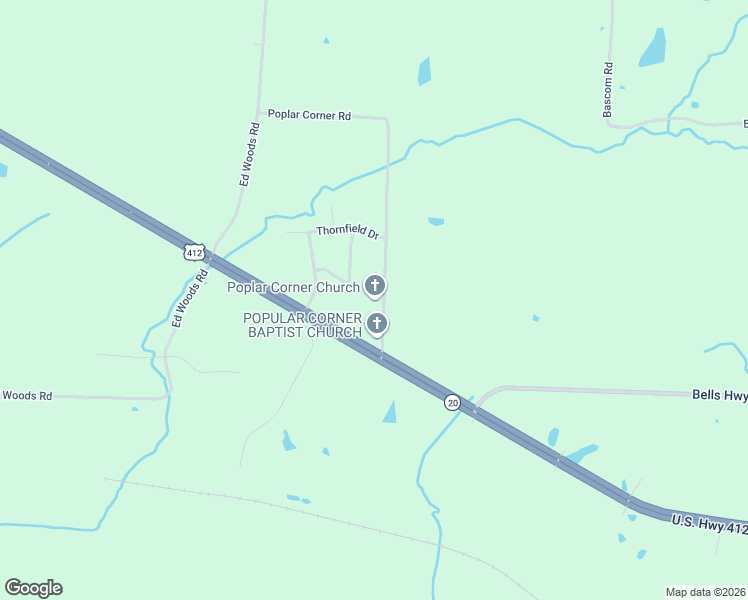 map of restaurants, bars, coffee shops, grocery stores, and more near 25 Poplar Corner Rd in Bells
