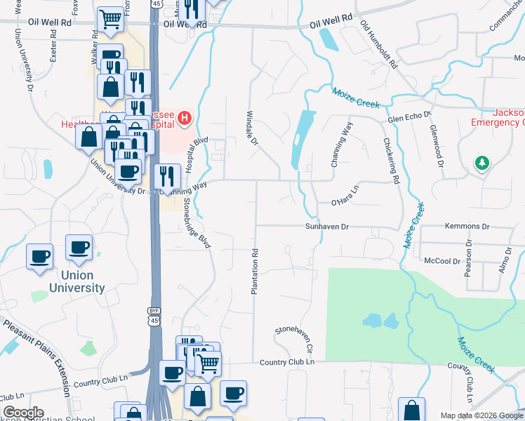 map of restaurants, bars, coffee shops, grocery stores, and more near 8 Lynley Cove in Jackson