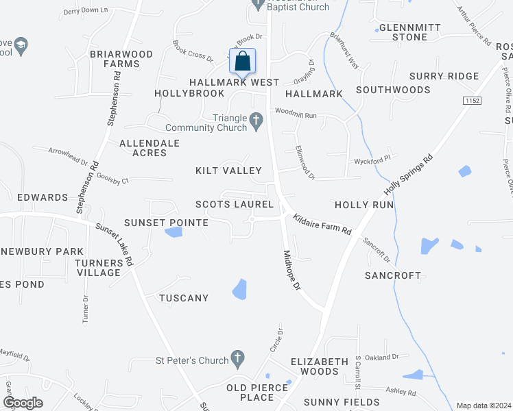 map of restaurants, bars, coffee shops, grocery stores, and more near 101 Grenoch Valley Lane in Apex