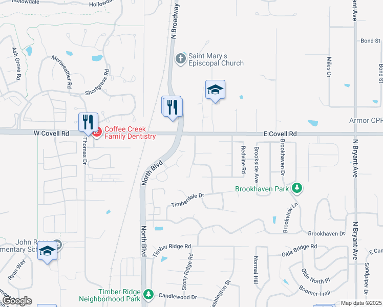map of restaurants, bars, coffee shops, grocery stores, and more near 2517 Glen Hollow Road in Edmond