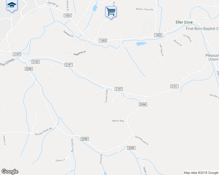 map of restaurants, bars, coffee shops, grocery stores, and more near Longs Chapel Road in Weaverville