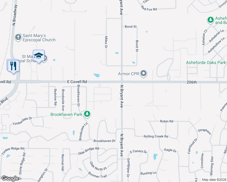 map of restaurants, bars, coffee shops, grocery stores, and more near 2616 Chelham Lane in Edmond