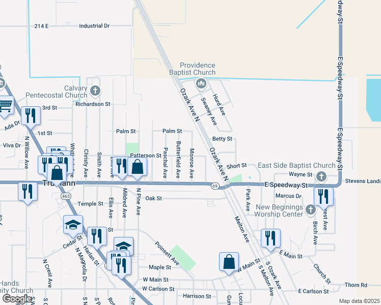 map of restaurants, bars, coffee shops, grocery stores, and more near 300 Patterson Street in Trumann