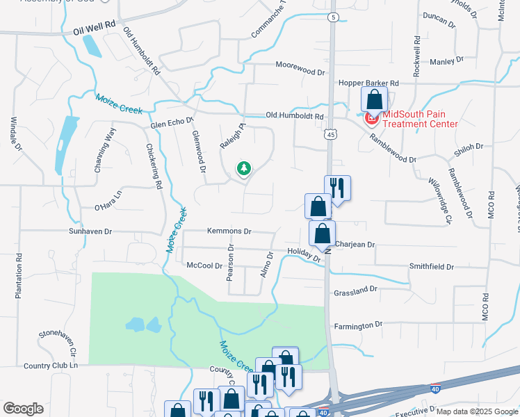 map of restaurants, bars, coffee shops, grocery stores, and more near 51 Abbey Pl in Jackson