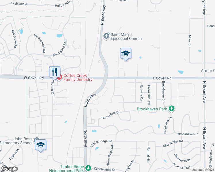 map of restaurants, bars, coffee shops, grocery stores, and more near 2517 Glen Hollow Road in Edmond