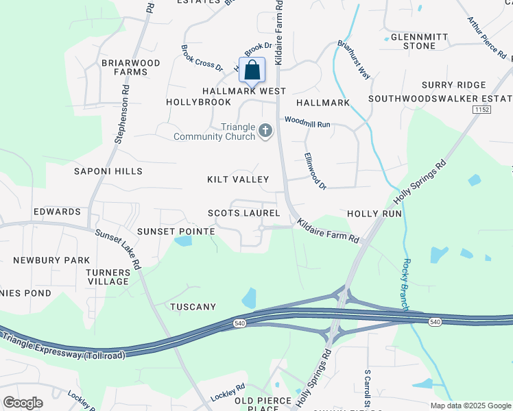 map of restaurants, bars, coffee shops, grocery stores, and more near 205 Butterbiggins Lane in Apex
