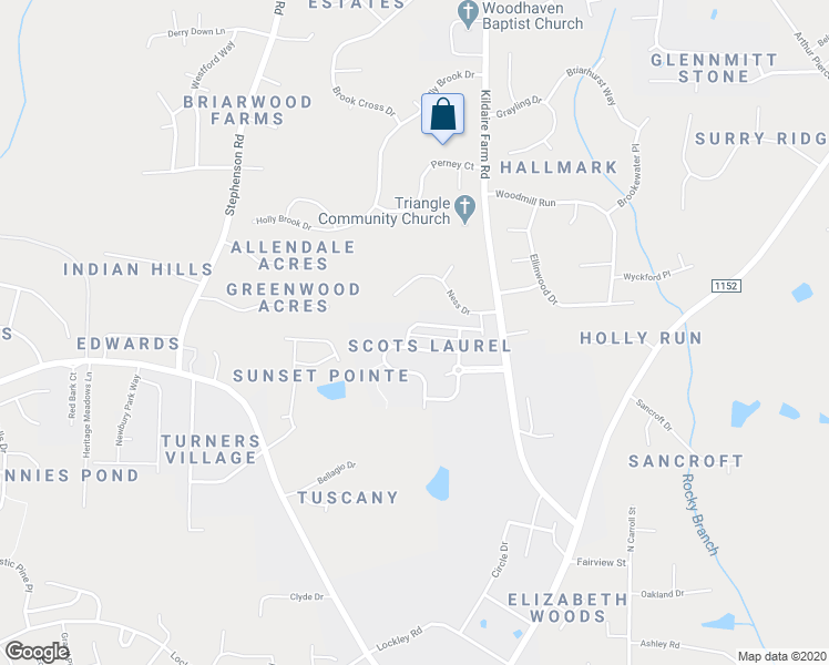 map of restaurants, bars, coffee shops, grocery stores, and more near 237 Butterbiggins Lane in Apex