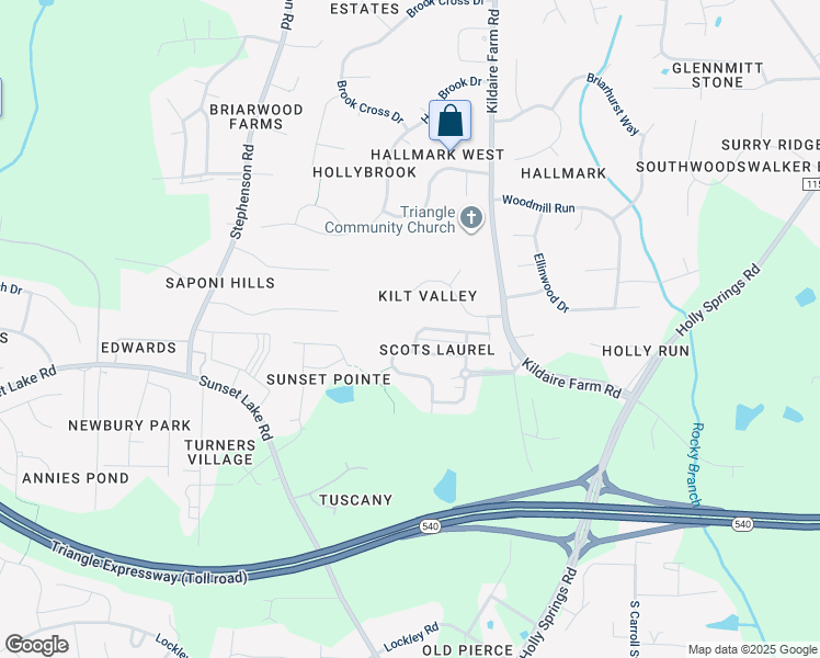 map of restaurants, bars, coffee shops, grocery stores, and more near 248 Butterbiggins Lane in Apex