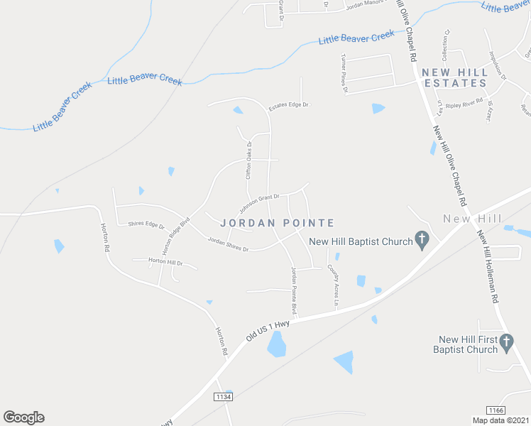 map of restaurants, bars, coffee shops, grocery stores, and more near 2852 Jordan Pointe Boulevard in New Hill