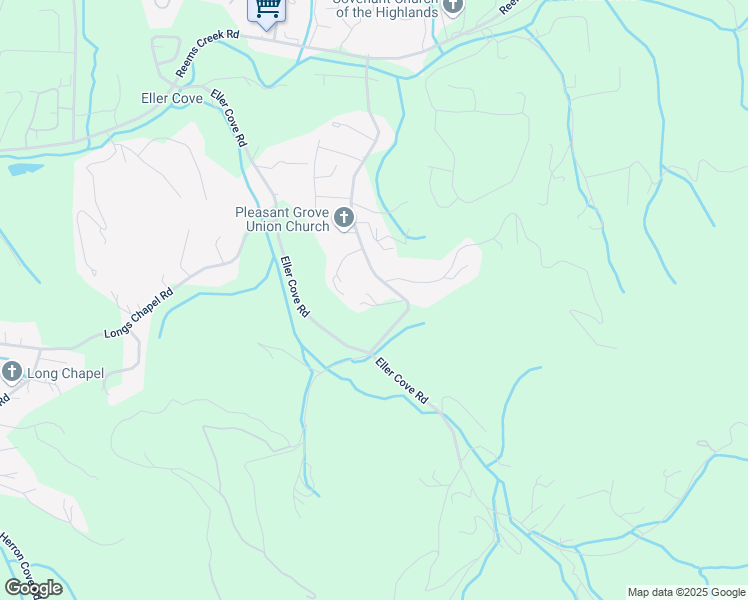 map of restaurants, bars, coffee shops, grocery stores, and more near 123 Pleasant Grove Road in Weaverville