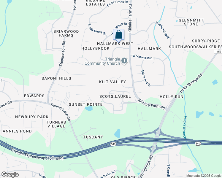 map of restaurants, bars, coffee shops, grocery stores, and more near 236 Butterbiggins Lane in Apex