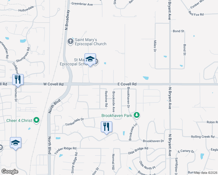 map of restaurants, bars, coffee shops, grocery stores, and more near 2702 Princeton Avenue in Edmond