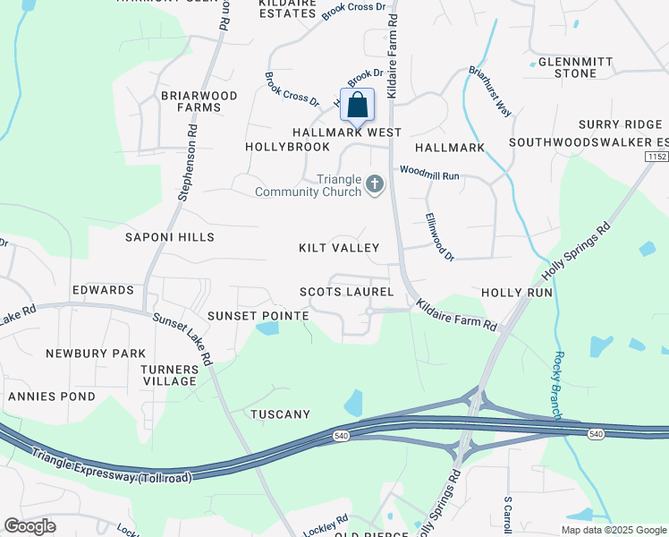 map of restaurants, bars, coffee shops, grocery stores, and more near 236 Butterbiggins Lane in Apex
