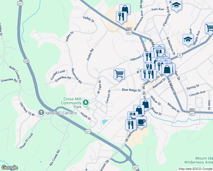 map of restaurants, bars, coffee shops, grocery stores, and more near 498 West Court Street in Marion