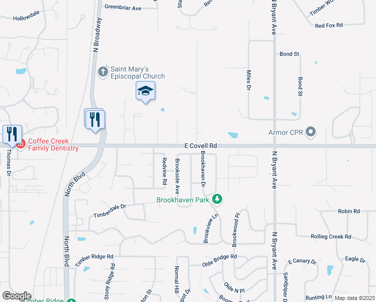 map of restaurants, bars, coffee shops, grocery stores, and more near 903 East Northbrook Avenue in Edmond