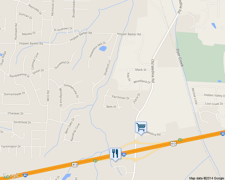 map of restaurants, bars, coffee shops, grocery stores, and more near 76 Randi Drive in Jackson
