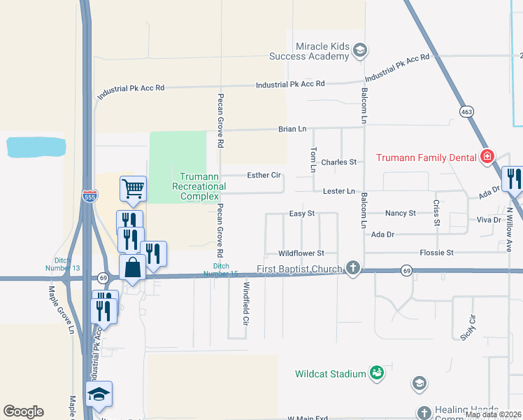 map of restaurants, bars, coffee shops, grocery stores, and more near 1456 Easy Street in Trumann