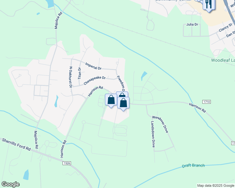 map of restaurants, bars, coffee shops, grocery stores, and more near 1560 Harrison Road in Salisbury
