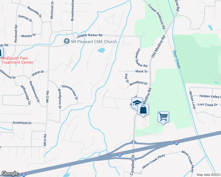 map of restaurants, bars, coffee shops, grocery stores, and more near 76 Randi Drive in Jackson