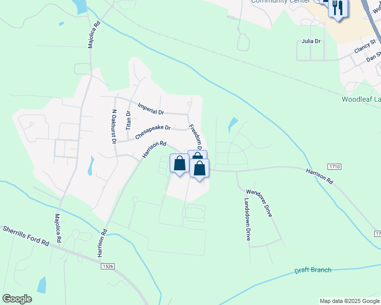 map of restaurants, bars, coffee shops, grocery stores, and more near 1560 Harrison Road in Salisbury