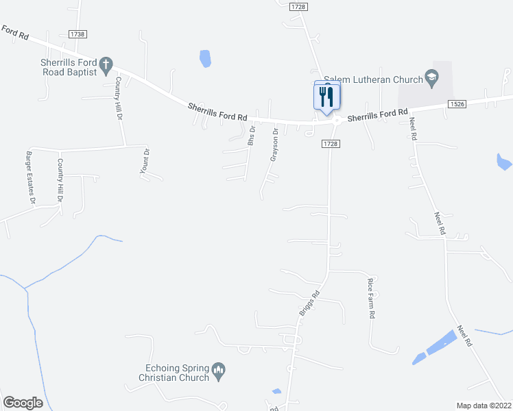 map of restaurants, bars, coffee shops, grocery stores, and more near 365 Grayson Drive in Salisbury