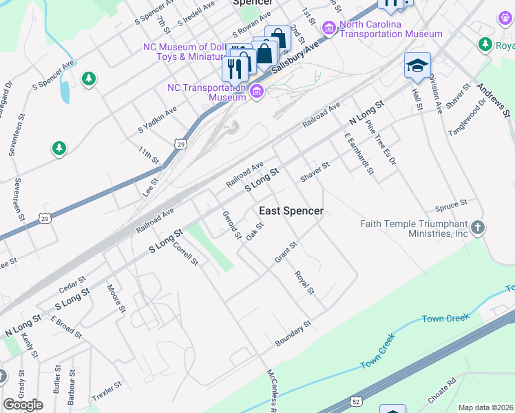 map of restaurants, bars, coffee shops, grocery stores, and more near 305 Southern Street in Salisbury