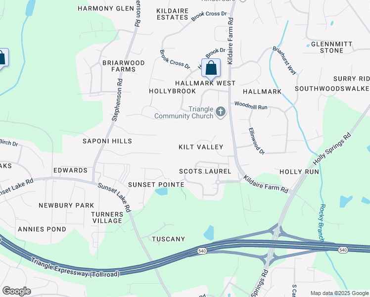 map of restaurants, bars, coffee shops, grocery stores, and more near 4632 Ness Drive in Apex