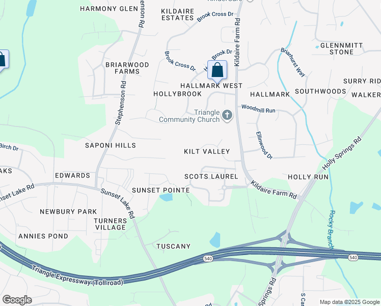 map of restaurants, bars, coffee shops, grocery stores, and more near 4632 Ness Drive in Apex