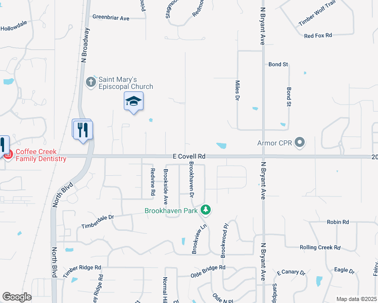 map of restaurants, bars, coffee shops, grocery stores, and more near 2700 Short Drive in Edmond
