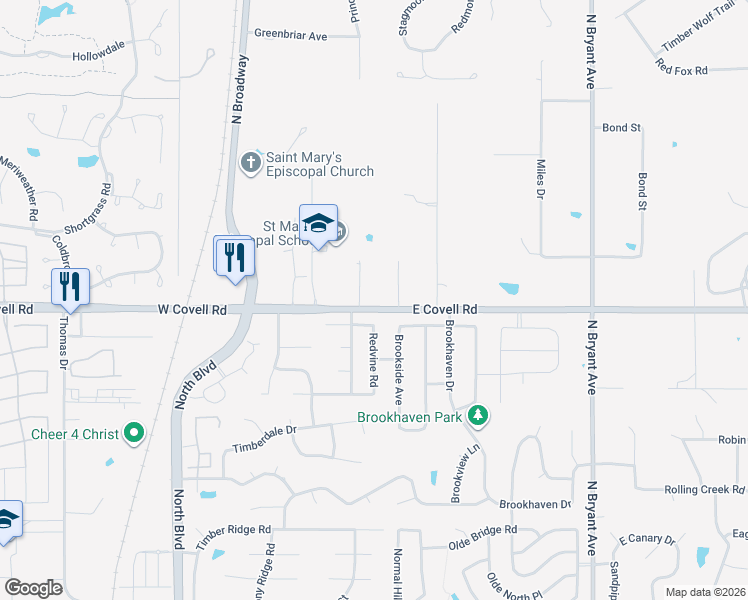 map of restaurants, bars, coffee shops, grocery stores, and more near 2702 Princeton Ave in Edmond