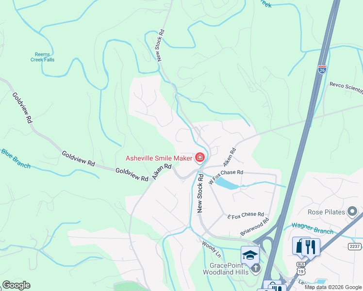 map of restaurants, bars, coffee shops, grocery stores, and more near 15 Tiffany Lane in Asheville