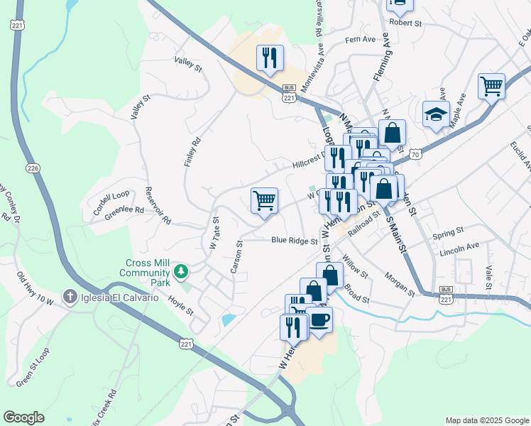 map of restaurants, bars, coffee shops, grocery stores, and more near 518 West Court Street in Marion