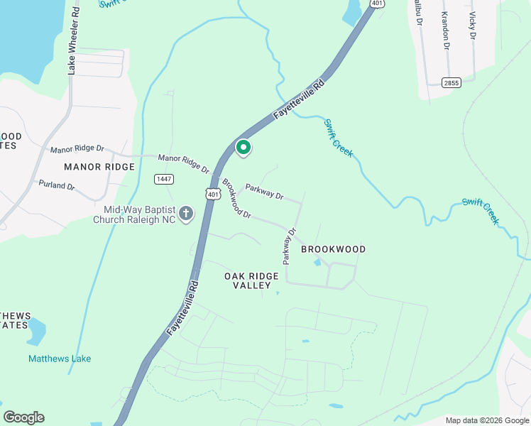 map of restaurants, bars, coffee shops, grocery stores, and more near 2716 Brookwood Drive in Raleigh