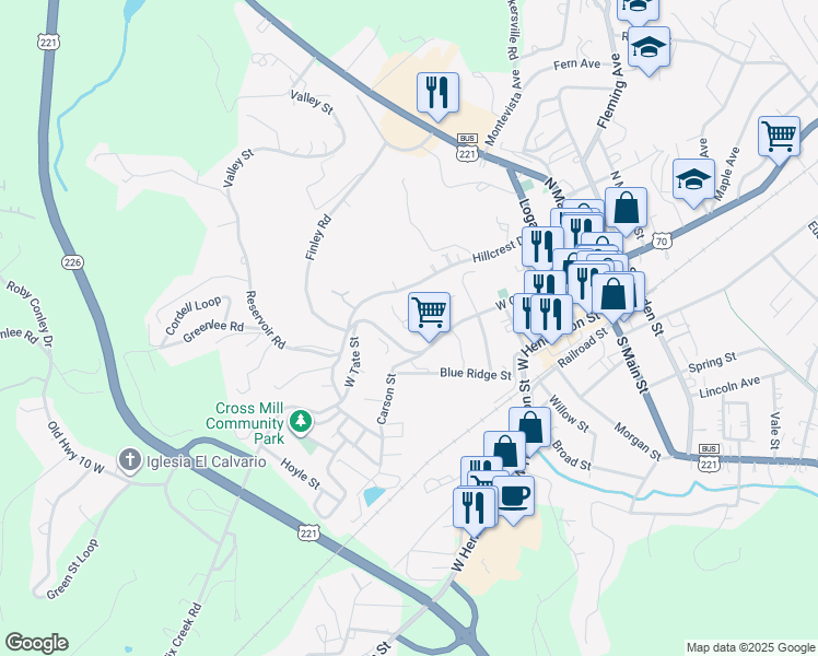 map of restaurants, bars, coffee shops, grocery stores, and more near 518 West Court Street in Marion