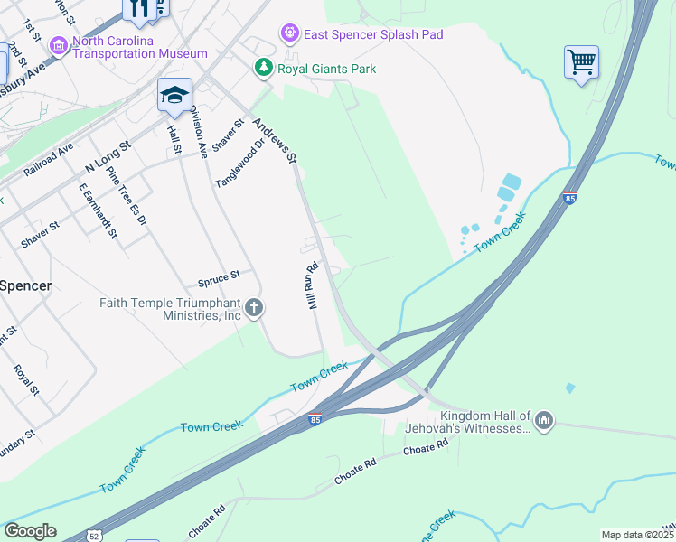 map of restaurants, bars, coffee shops, grocery stores, and more near 721 Andrews Street in Salisbury