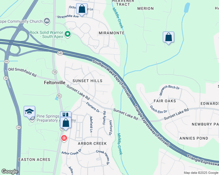 map of restaurants, bars, coffee shops, grocery stores, and more near 216 Hollyhock Lane in Apex