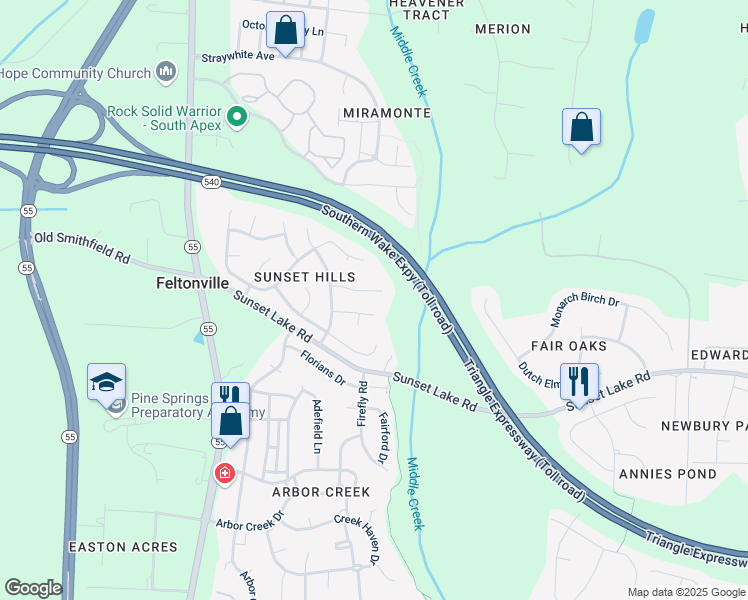 map of restaurants, bars, coffee shops, grocery stores, and more near 214 Hollyhock Lane in Apex