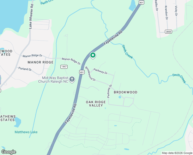map of restaurants, bars, coffee shops, grocery stores, and more near 2716 Brookwood Drive in Raleigh