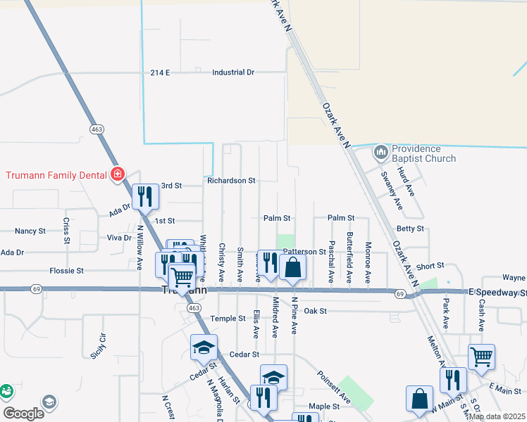 map of restaurants, bars, coffee shops, grocery stores, and more near 645 Mildred Avenue in Trumann
