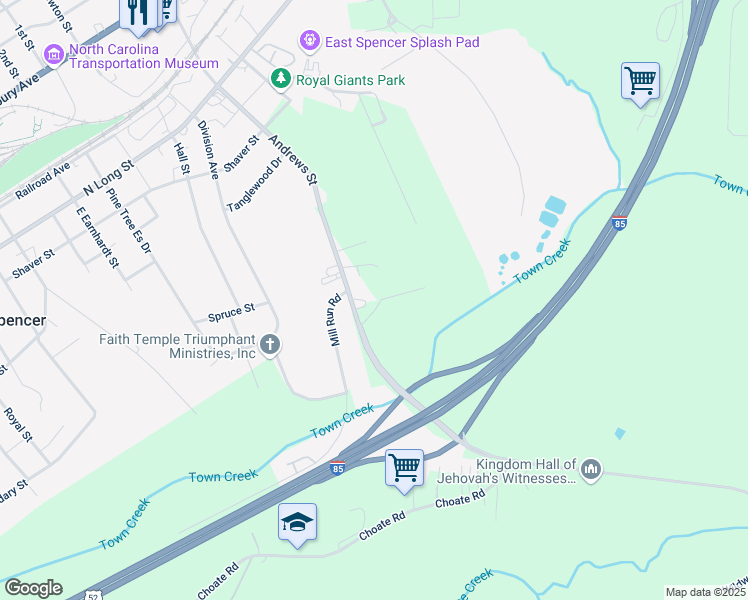 map of restaurants, bars, coffee shops, grocery stores, and more near 721 Andrews Street in Salisbury
