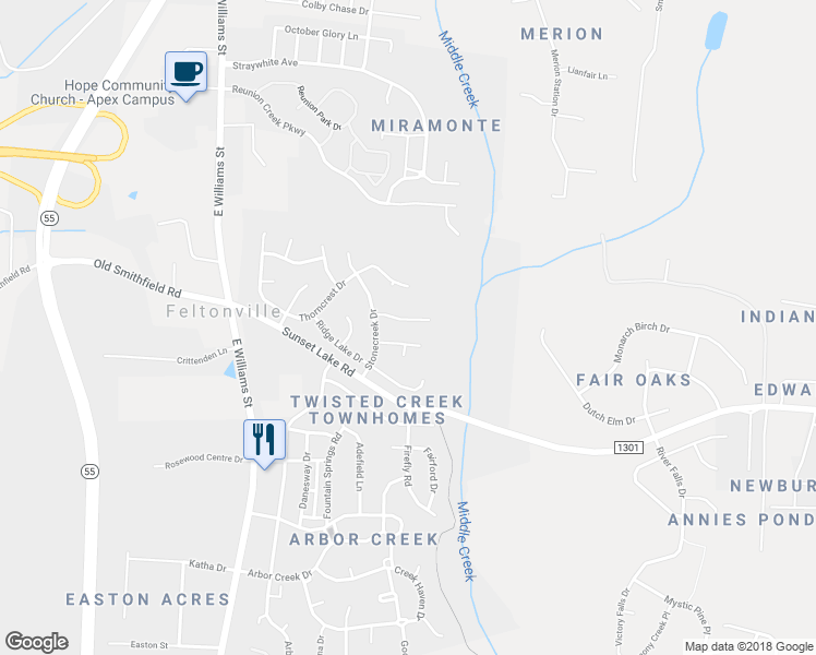 map of restaurants, bars, coffee shops, grocery stores, and more near 210 Hollyhock Lane in Apex