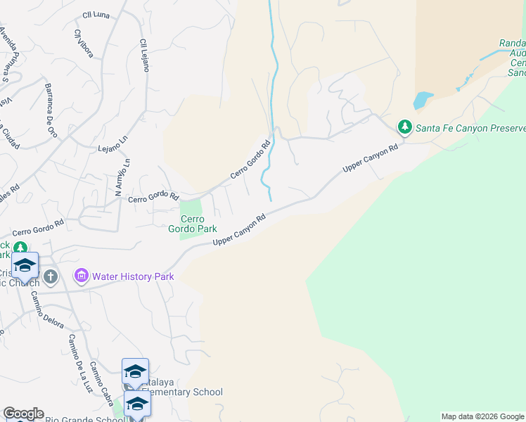 map of restaurants, bars, coffee shops, grocery stores, and more near 1465 Upper Canyon Road in Santa Fe