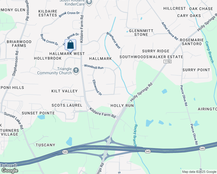map of restaurants, bars, coffee shops, grocery stores, and more near 4305 Hartwood Court in Apex
